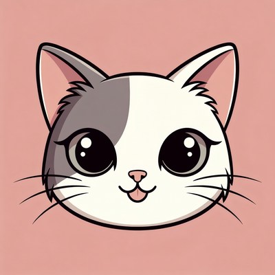 Cute cat face with big eyes