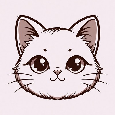 Cute cat face drawing design