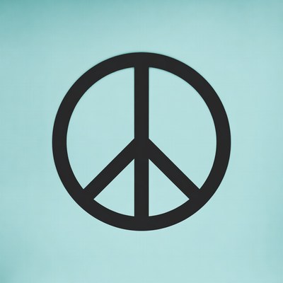 Peace symbol on blue background