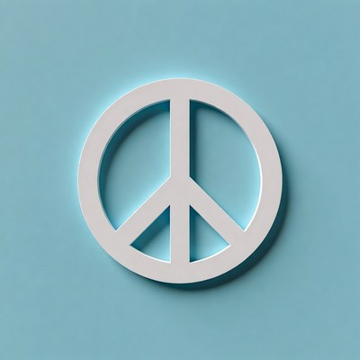Peace symbol on blue background