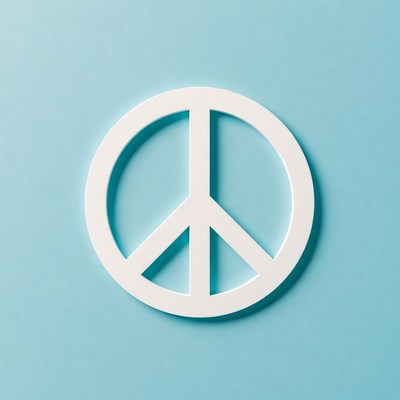 Symbol of peace on a blue wall
