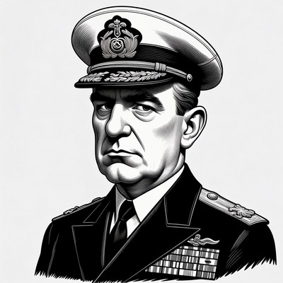 Admiral in uniform displays military pride