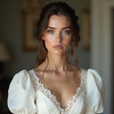 Young woman in elegant dress