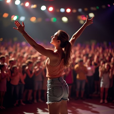 Performer engaging with audience at concert