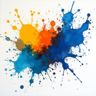 Bright colors blend on canvas