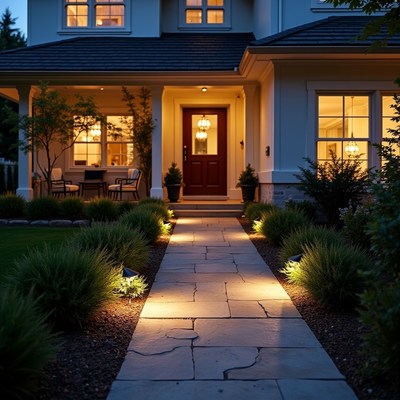 Warm light by the front door
