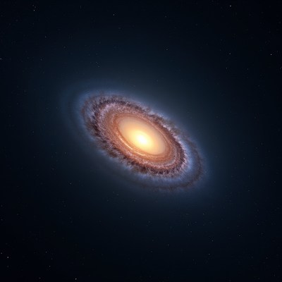 Galaxy in dark space with bright core