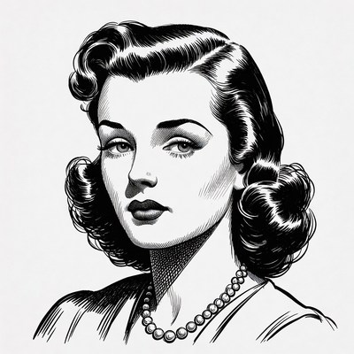 Vintage woman portrait with pearls