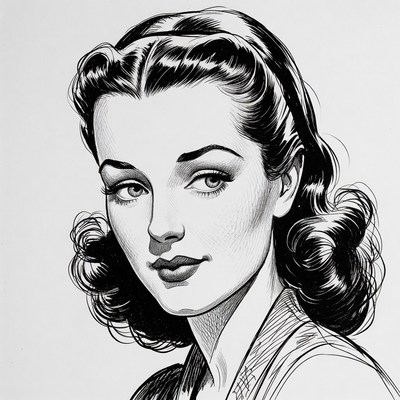 Classic black and white portrait of woman