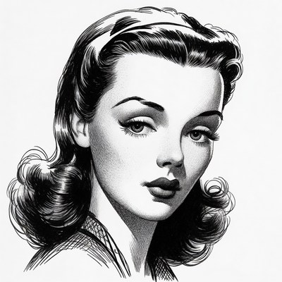 Vintage black and white woman portrait