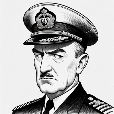 Officer in formal uniform staring