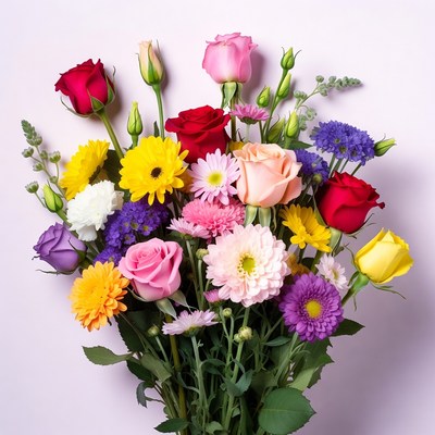 Bright bouquet with various flowers