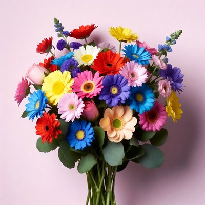 Bright flowers in a vase