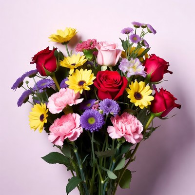 Colorful bouquet of flowers on display