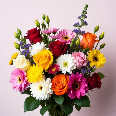 Colorful flower bouquet in a vase