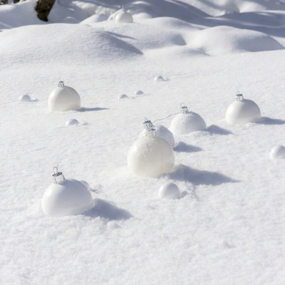 Snow ornaments on winter ground