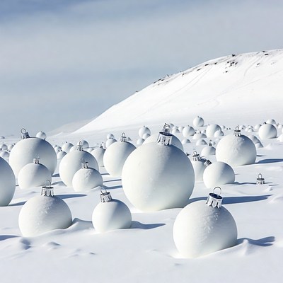 Snowballs in a winter landscape