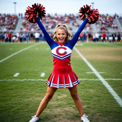 Cheerleader performing at football game