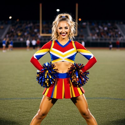 Cheerleader performs at night game