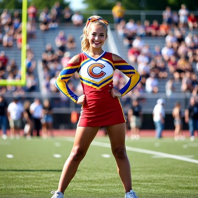 Cheerleader poses during football game