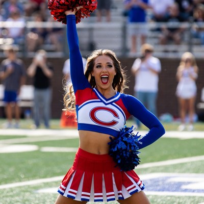 Cheerleader performs at football game