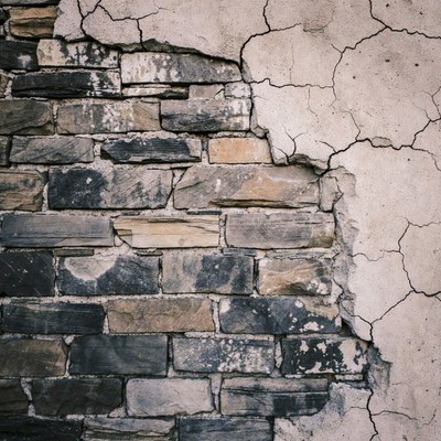 Wall with cracks and stones