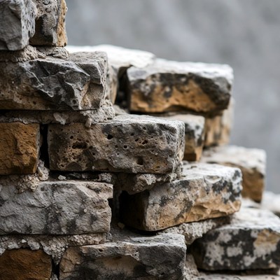 Weathered stones stacked in pattern