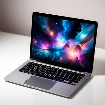 Laptop with colorful screen design