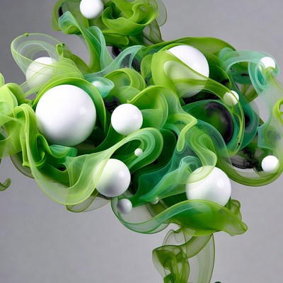 Green and white abstract design in motion