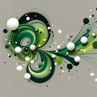 Abstract design with green and white features
