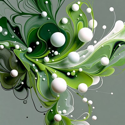 Abstract design with green and white shapes