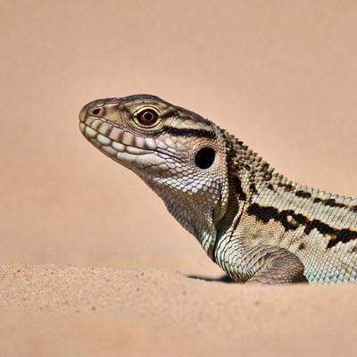 Lizard resting on sandy surface