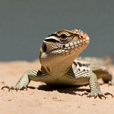 Lizard walking on sandy ground