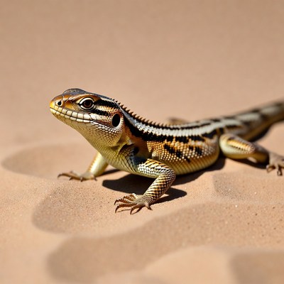 Lizard on sandy ground in desert