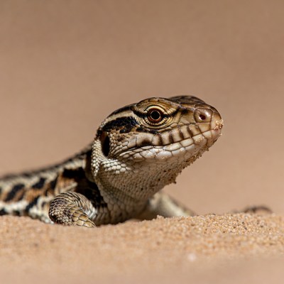 Lizard resting on sandy ground