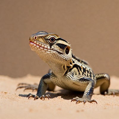 Lizard on sandy ground in desert