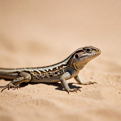 Lizard on sandy desert ground