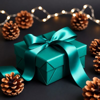 Gift box with decorations and lights
