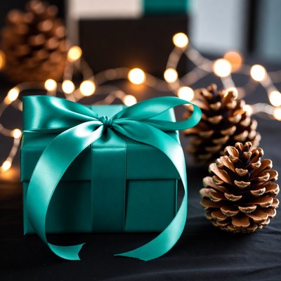 Gift box on black table