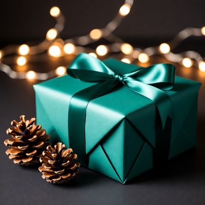 Gift wrapped with pine cones