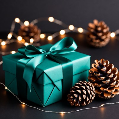 Gift box with decorations for holiday season
