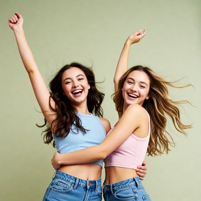 Friends celebrate together in studio