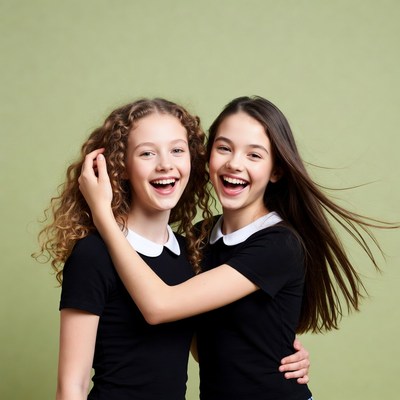 Friends smiling together in studio