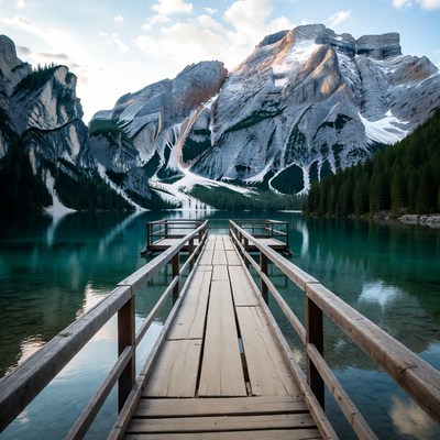 Scenic view at mountain lake dock