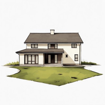 Modern house in a garden setting