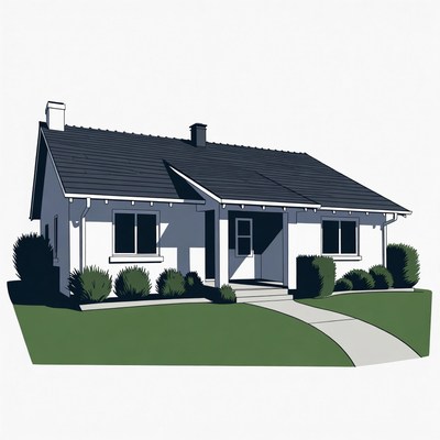 Modern white house with garden