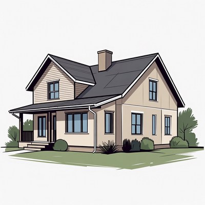 Modern house with garden and porch