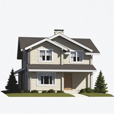 Family house with front yard and porch