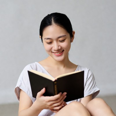 Enjoying a book in a quiet space