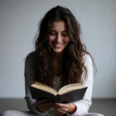 Woman reading a book indoors
